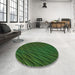 Round Patterned Dark Lime Green Rug in a Office, pat2583grn