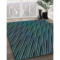 Patterned Deep-Sea Green Rug, pat2583lblu