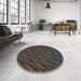 Round Patterned Black Novelty Rug in a Office, pat2583