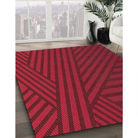 Patterned Cranberry Red Rug, pat2584org