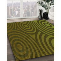 Patterned Olive Green Rug, pat2585grn