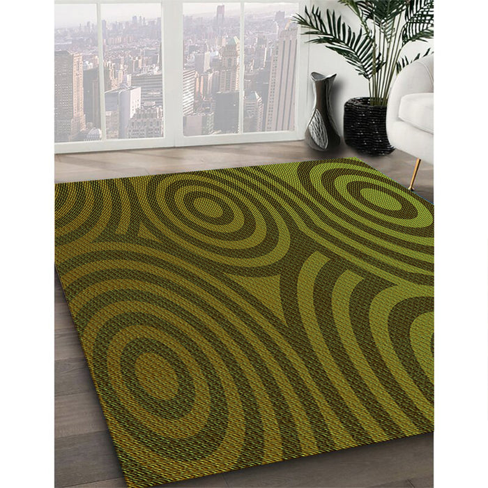 Patterned Olive Green Rug in Family Room, pat2585grn