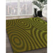 Patterned Olive Green Rug in Family Room, pat2585grn
