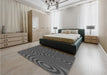 Patterned Silver Gray Rug in a Bedroom, pat2585gry