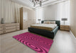 Patterned Crimson Red Rug in a Bedroom, pat2585pur