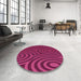 Round Patterned Crimson Red Rug in a Office, pat2585pur