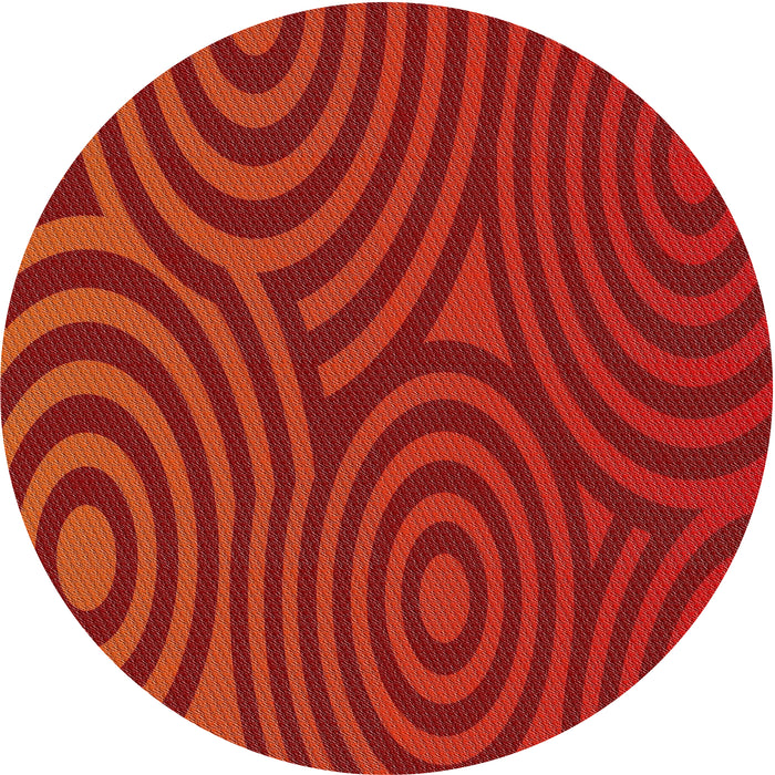 Sideview of Patterned Red Novelty Rug, pat2585