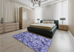 Patterned Deep Periwinkle Purple Rug in a Bedroom, pat2586blu