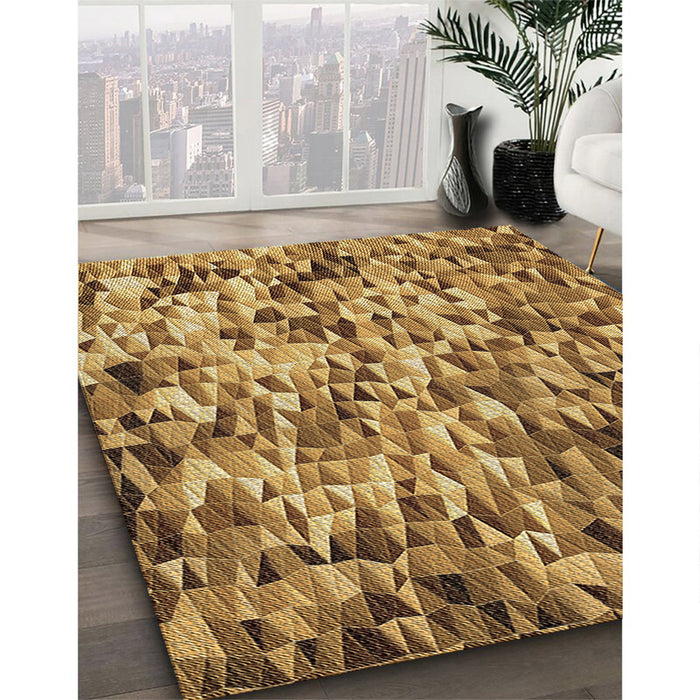 Patterned Saddle Brown Rug in Family Room, pat2586brn