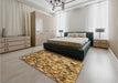 Patterned Saddle Brown Rug in a Bedroom, pat2586brn