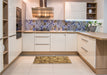 Patterned Saddle Brown Rug in a Kitchen, pat2586brn
