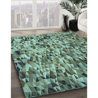 Patterned Medium Aqua Marine Green Rug, pat2586lblu