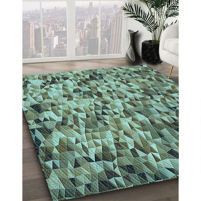 Patterned Medium Aqua Marine Green Rug in Family Room, pat2586lblu