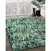 Patterned Medium Aqua Marine Green Rug in Family Room, pat2586lblu