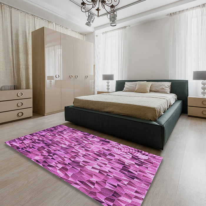 Patterned Violet Purple Rug in a Bedroom, pat2586pur