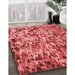 Patterned Red Rug in Family Room, pat2586rd