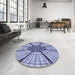 Round Patterned Deep Periwinkle Purple Rug in a Office, pat2587blu