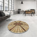 Round Patterned Saddle Brown Rug in a Office, pat2587brn