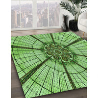 Patterned Yellow Green Rug, pat2587grn