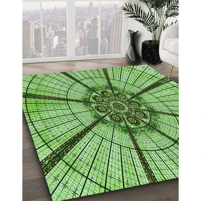 Machine Washable Transitional Yellow Green Rug in a Family Room, wshpat2587grn