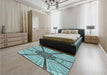 Patterned Greenish Blue Green Rug in a Bedroom, pat2587lblu