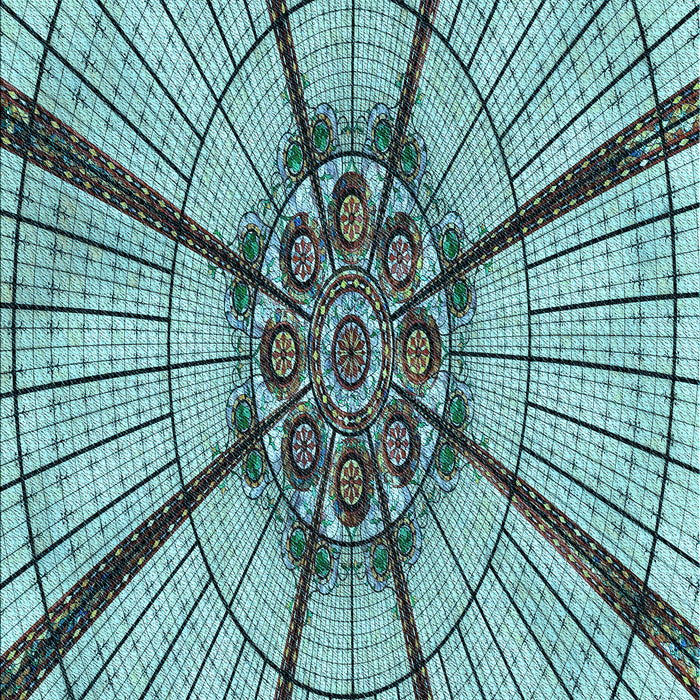 Patterned Greenish Blue Green Rug, pat2587lblu