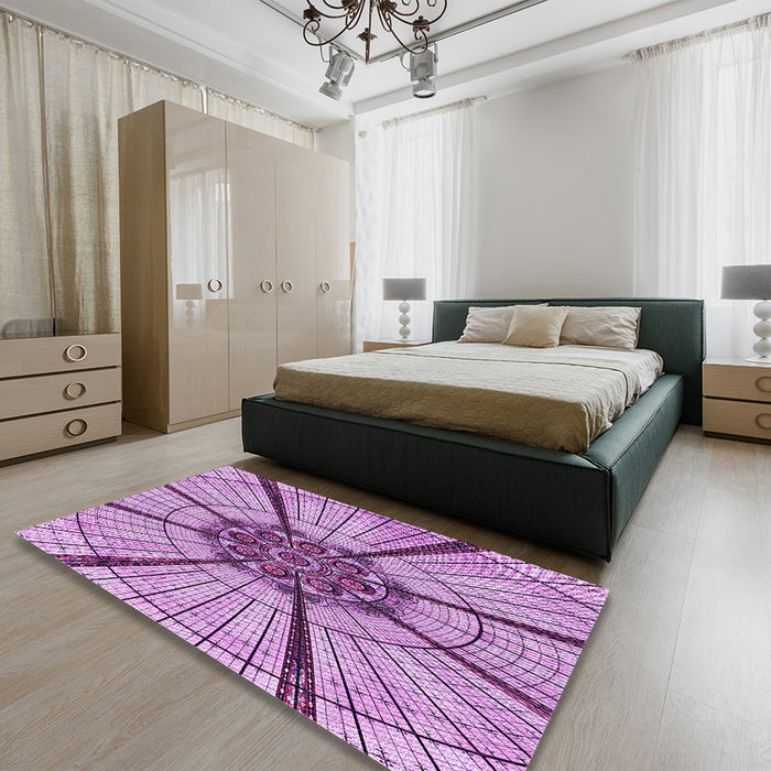 Patterned Pastel Purple Pink Rug in a Bedroom, pat2587pur
