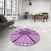 Round Patterned Pastel Purple Pink Rug in a Office, pat2587pur