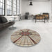 Round Patterned Deep Peach Orange Novelty Rug in a Office, pat2587