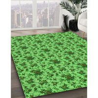 Patterned Emerald Green Rug, pat2588grn