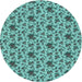 Square Patterned Turquoise Green Rug, pat2588lblu