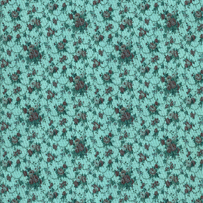 Patterned Turquoise Green Rug, pat2588lblu