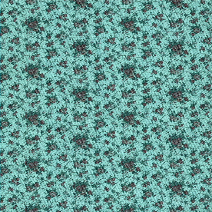 Round Patterned Turquoise Green Rug, pat2588lblu