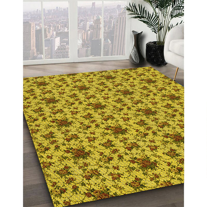 Machine Washable Transitional Dark Bisque Brown Rug in a Family Room, wshpat2588yw