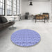 Round Patterned Blue Rug in a Office, pat2589blu