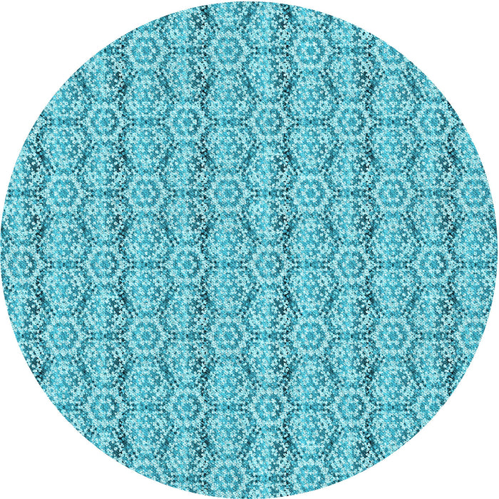 Square Patterned Dark Turquoise Green Rug, pat2589lblu