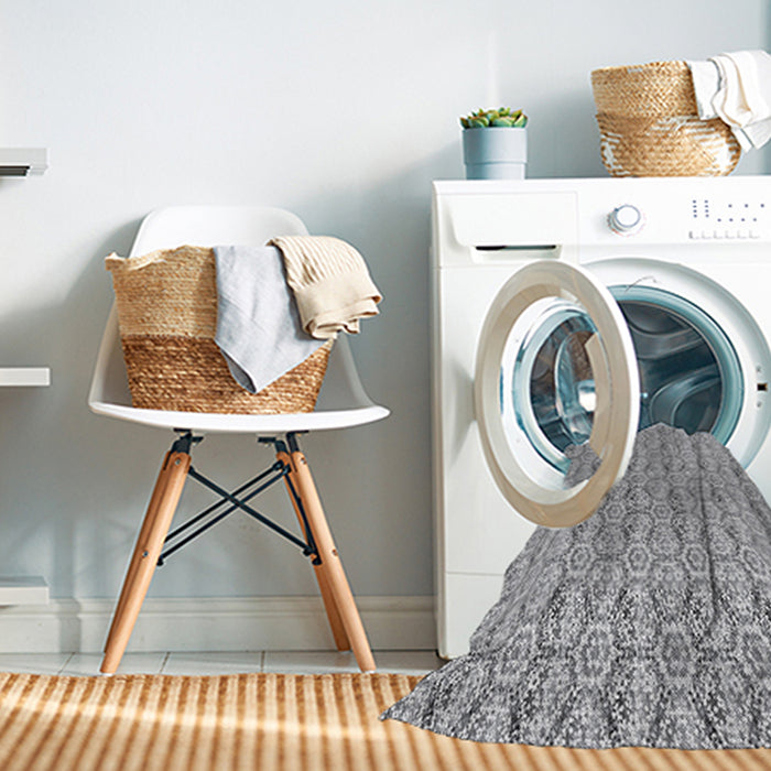 Machine Washable Transitional Grey Gray Rug in a Washing Machine, wshpat2589