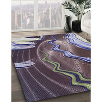 Patterned Dark Gray Novelty Rug, pat258