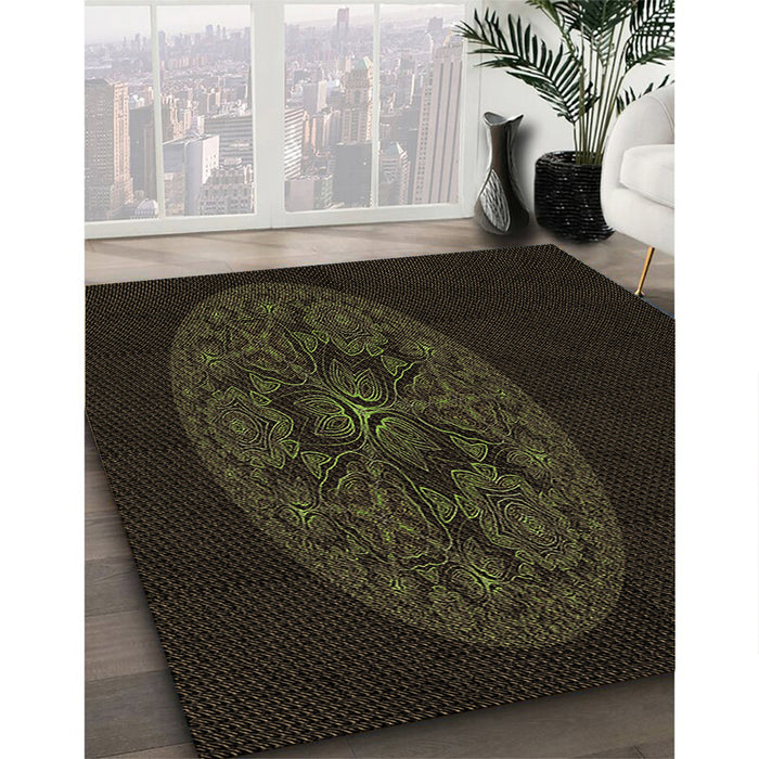 Machine Washable Transitional Chocolate Brown Rug in a Family Room, wshpat259brn
