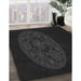 Patterned Black Rug in Family Room, pat259gry