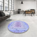 Round Patterned Purple Rug in a Office, pat2590blu