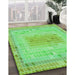 Machine Washable Transitional Emerald Green Rug in a Family Room, wshpat2590grn