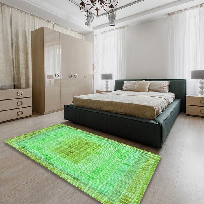 Patterned Emerald Green Rug in a Bedroom, pat2590grn