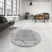 Round Patterned Platinum Silver Gray Rug in a Office, pat2590gry