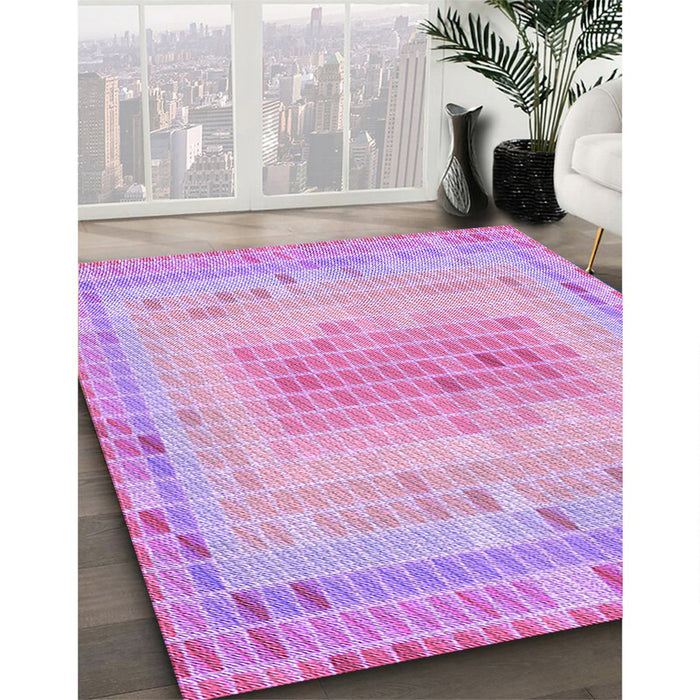 Machine Washable Transitional Pastel Purple Pink Rug in a Family Room, wshpat2590pur
