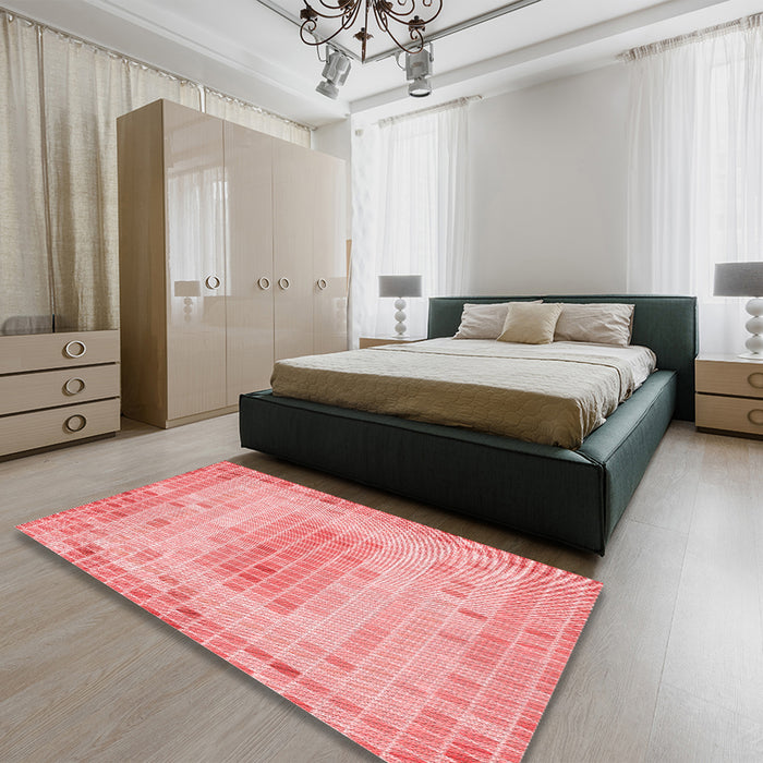 Patterned Pastel Pink Rug in a Bedroom, pat2590rd