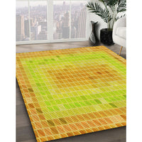 Patterned Neon Yellow Green Rug, pat2590yw