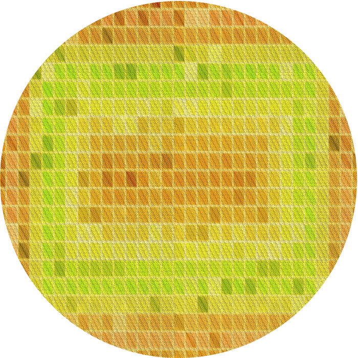 Square Patterned Neon Yellow Green Rug, pat2590yw