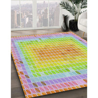 Patterned Tea Green Modern Rug, pat2590