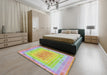 Patterned Tea Green Modern Rug in a Bedroom, pat2590